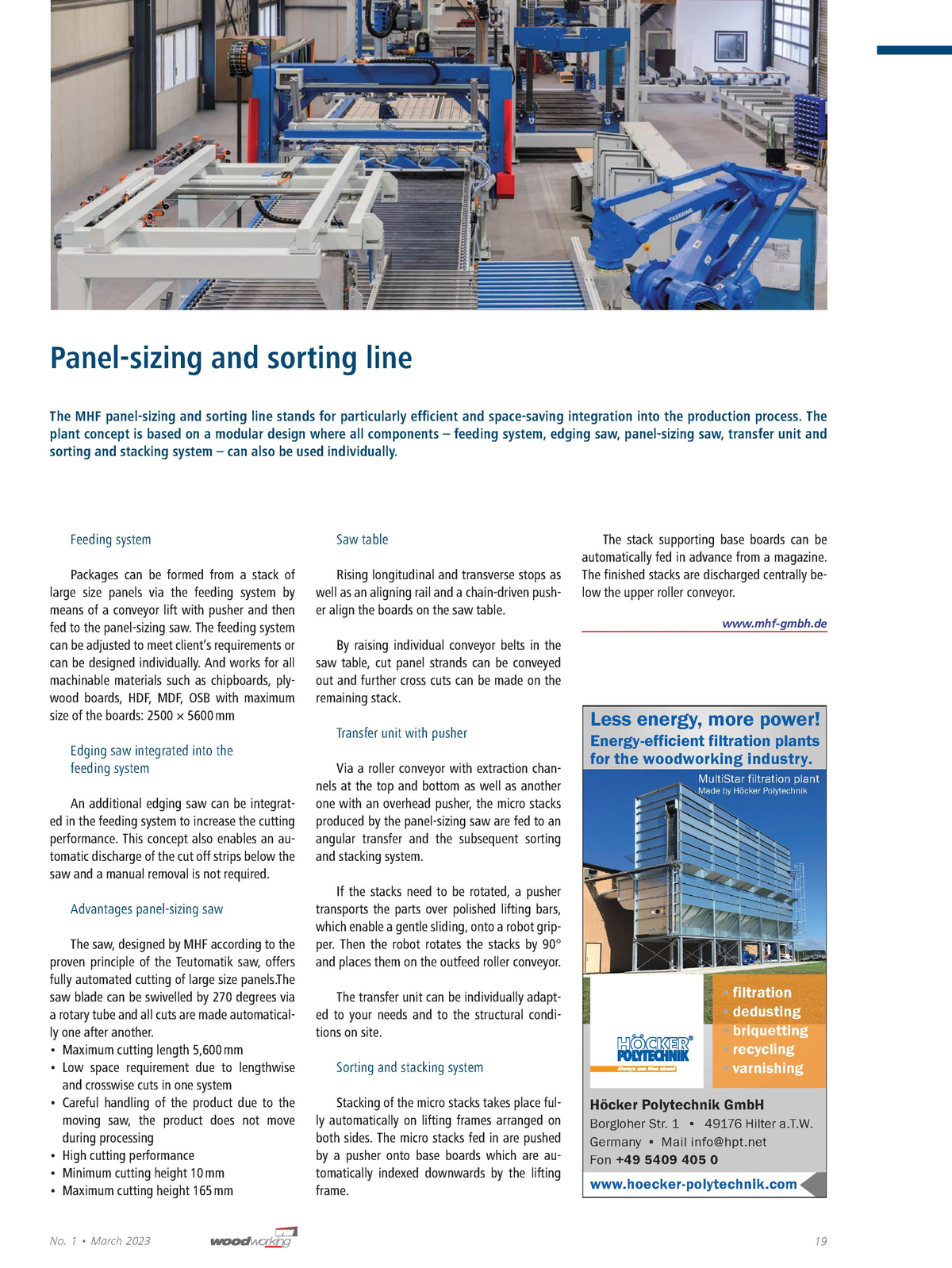 MHF Panel-sizing and sorting line